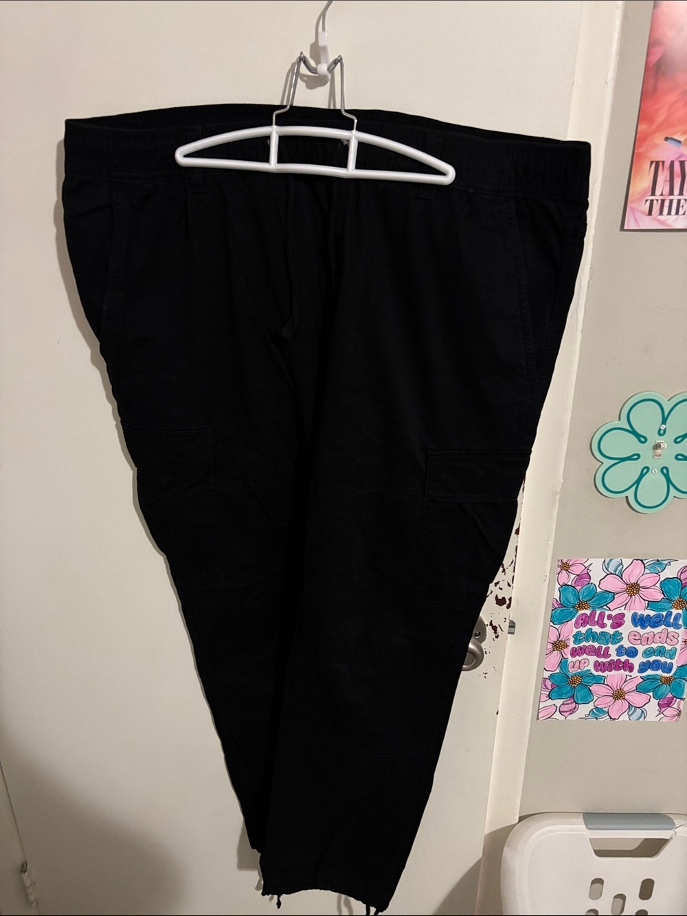 Men's XL No Boundaries Tie-Off Cargo Pants Black - 98% Cotton